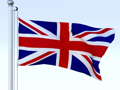 Anmated Great Britain Flag Low-poly 3D model