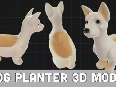 Dog Planter Cute Animal Flower Pot Cartoon Dog Pot Decor Free 3D print model