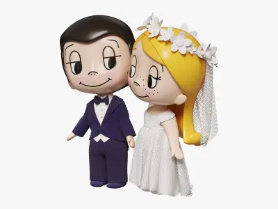 Decorative figurines of the bride and groom 3D model