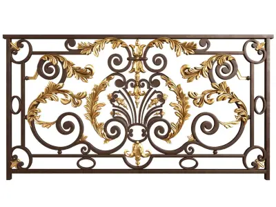 Classic Forged wrought Fence iron railing 3D model