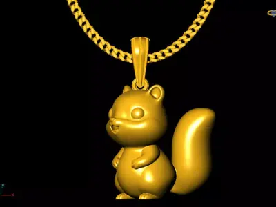 squirrel pendant charms - one inch pendant 3D print model