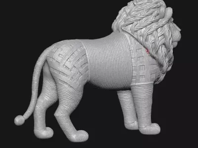 lion sculpture 3D print model 2
