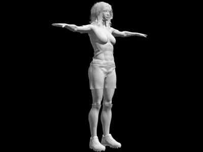 Asian Football Soccer Player Female 3D model