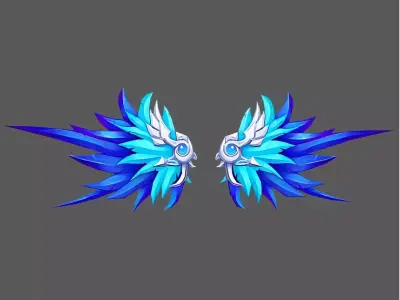 Fantasy Angel Wings 005 3D Model  Game Ready  with PBR Textures  Low-poly 3D model