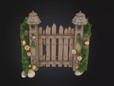 Enchanted Garden Gate Low-poly 3D model