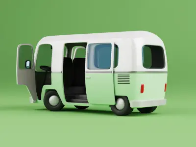 Stylized Cartoon Van - Fully Rigged 3D model