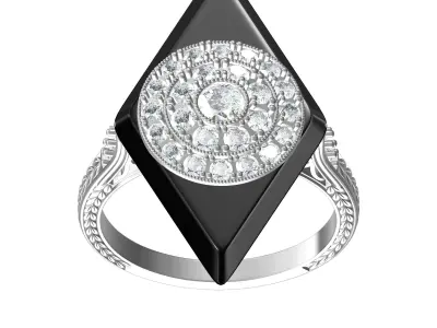 Unique Black Onyx Stone Art Deco Ring 3D print model