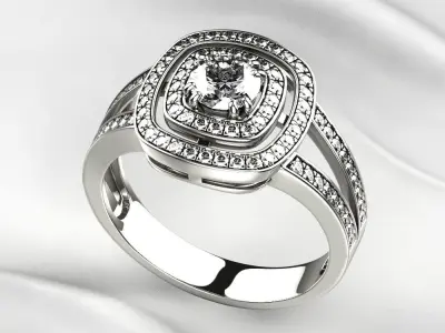 5mm Gemstone Luxury Gold Ring 3D print model