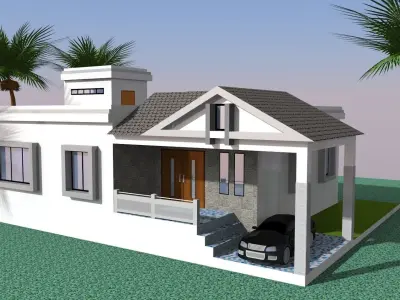 latest house design 2 bhk 3D model