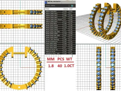 19mm Inside-Outside Diamond Hoop Earrings Huggies 3D print model