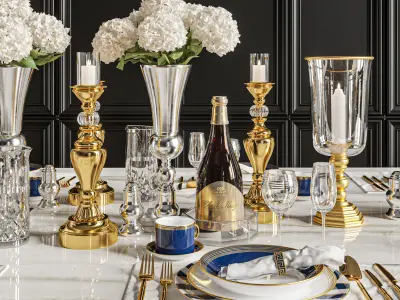 Dinner Table Set 03 3D model