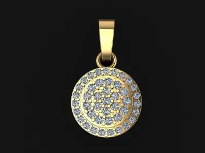 DAINTY ROUND HALO DIAMOND CLUSTER PENDANT 3D print model