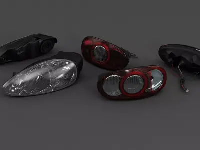 Car Head and Taillights Low-poly 3D model