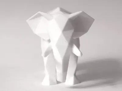 Lowpoly Elephant Sculpture 3D print model