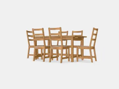 NORDVIKEN - NORDVIKEN table and 6 chairs Low-poly 3D model
