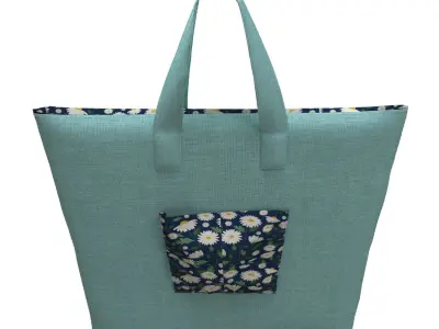 handbag tote bag - aqua 3D model