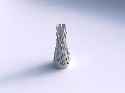 Vase semi quadratic with cuts and bulges 3D print model