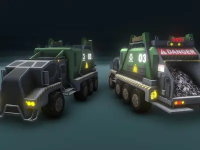 A Futuristic Goods Carrying Truck Low-poly 3D model