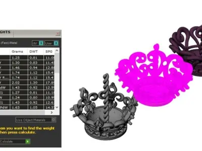 Queen crown pendant with pearl 3D print model