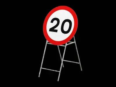 Speed Limit Sign Low-poly 3D model