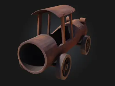 Wooden Toy Car Model  Classic Charm in Miniature 3D model