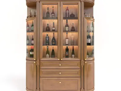 Classic European style Wine Cabinet 4 3D model