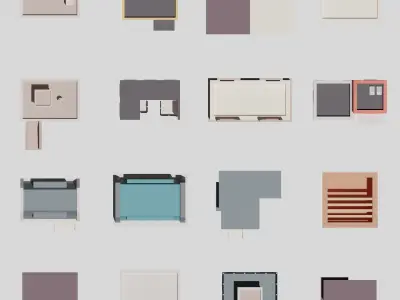 Four-sided buildings 1 Low-poly 3D model