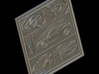Ferrari 458 V1 Panno STL File for CNC Relief engraving 3D model