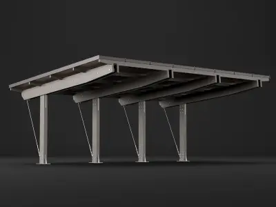 Wooden and metall carport 3D Model Pack