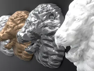 Lion Head sculpt lowpoly 3D model