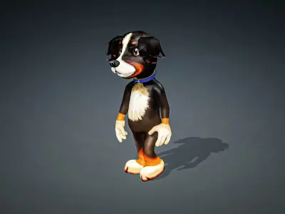 High Quality Cartoon Baby Dog Low-poly 3D model