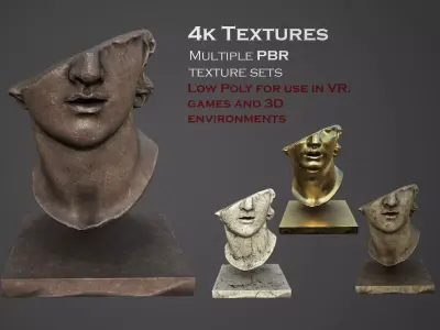 Fragmentary Colossal Head of a Youth Low-poly 3D model