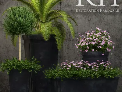 Restoration Hardware paneled sheet metal planters 3D model
