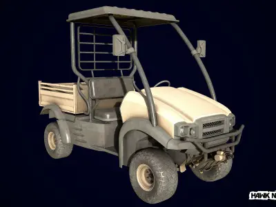 Open cab utility vehicle quadricycle Low-poly 3D model