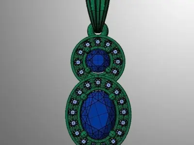 Pendant n 9 with sapphire and diamonds 3D print model