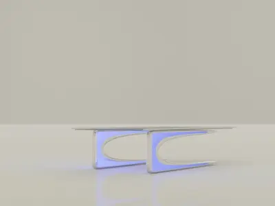 Futuristic Metal Table with Blue LED Lighting Free low-poly 3D model