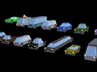 Cars Pack Low Poly Low-poly 3D model