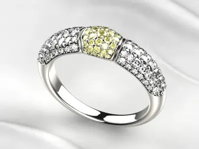 Yellow Sapphires Pave Gold Ring 3D print model