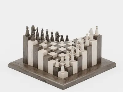 new wooden chess parametric 3D model