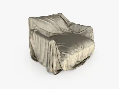 Dirty Covered Armchair Big 3D model