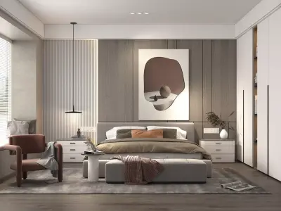 Modern Bedroom Scene 22 3D model