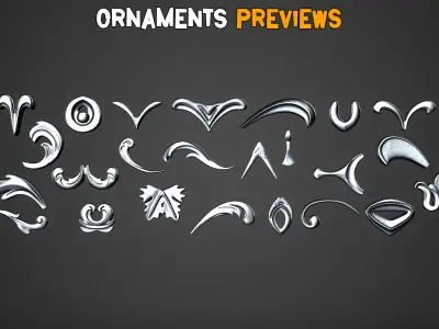 150 Complex Ornamental Brushes and  IMM   Vol 36 Low-poly 3D model