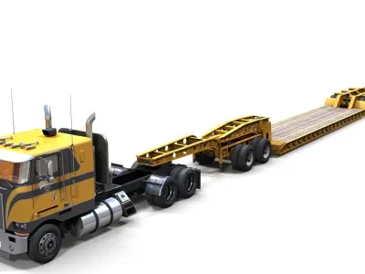 Peterbilt 362 Lowboy trailer Low-poly 3D model