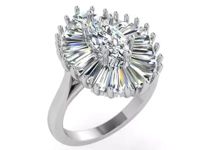 Marquise Diamond Cluster Ring 3557 3D print model