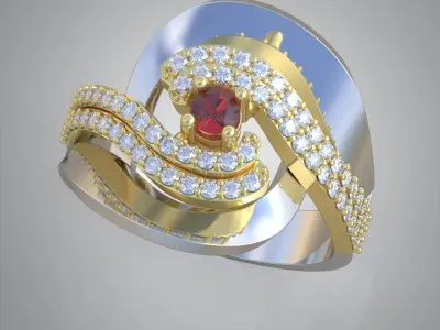 Diamond ring 0518 3D printable model7 Free 3D print model