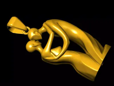 Couple love pendant charms - one inch pendant 3D print model purchase