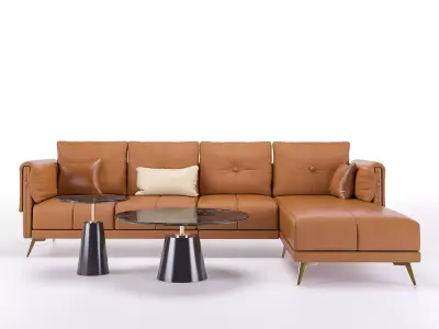 L-Shaped Corner Sofa Set Low-poly 3D model