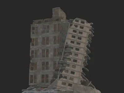 destroyed building  Low-poly 3D model