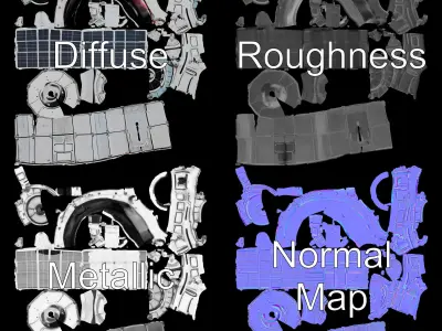 Satellite Model Pack Detailed D Spacecraft Low-poly 3D model