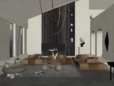 Living Room Interior Scene 3D model